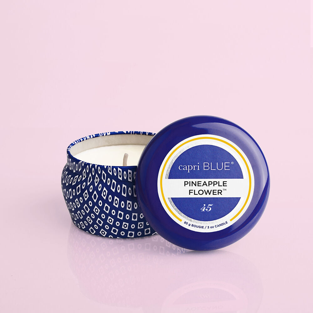 Pineapple Flower Blue Mini Tin, 3 oz