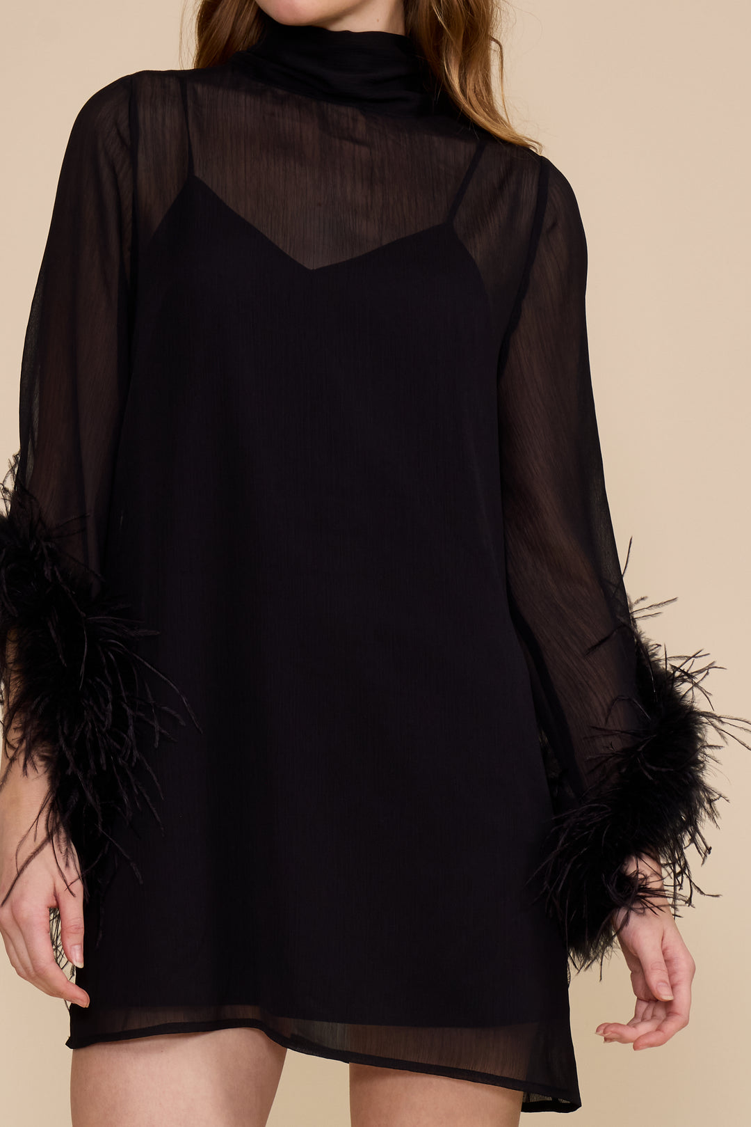 DR5916 HARLEY FEATHER TRIM DRESS