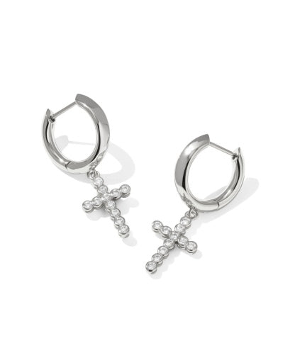 CROSS CRYSTAL HUGGIE EARRINGS