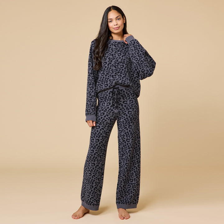 Marshmallow Leopard Crew Neck with Long Pant