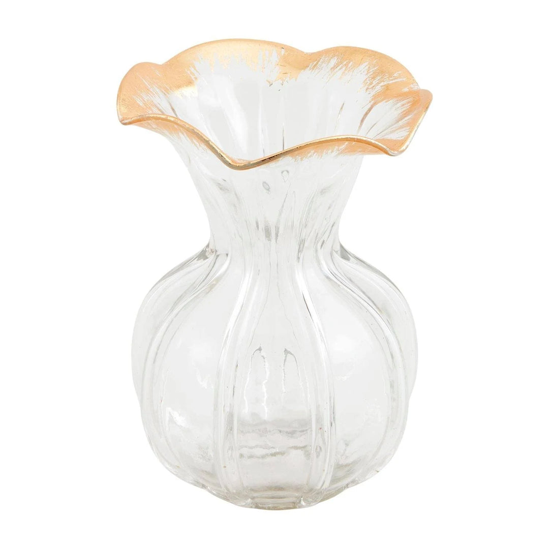 Mud Pie Large Gold Edge Ruffle Vase