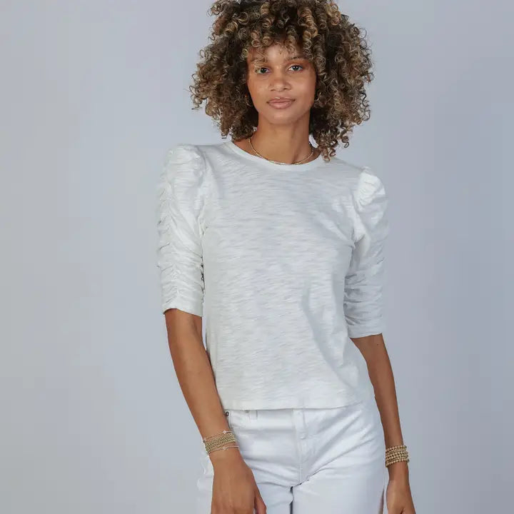 Sophie Ruched Elbow-Length Tee