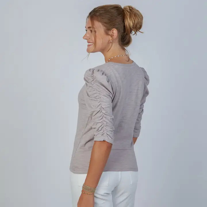 Sophie Ruched Elbow-Length Tee