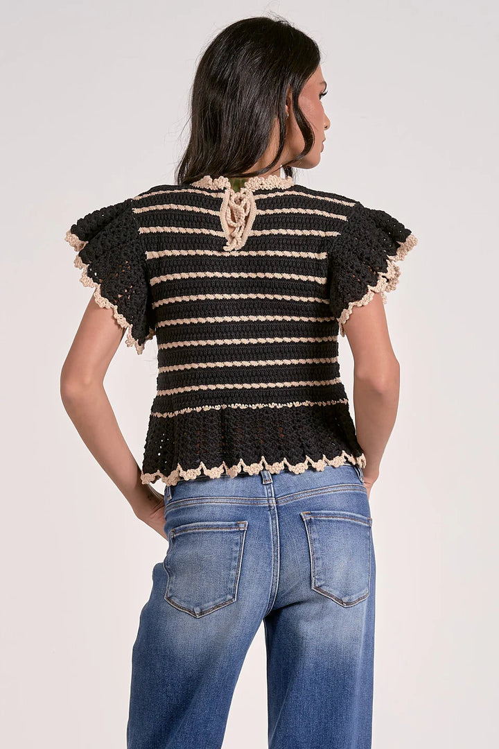 Short Sleeve Ruffle Top Sweater