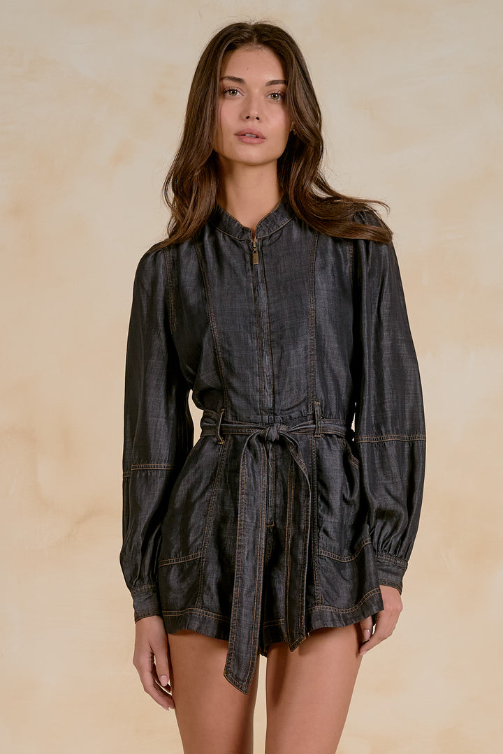 Elan L/S Tie Belt Romper