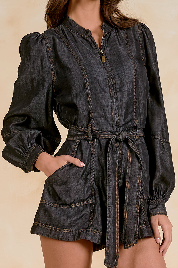 Elan L/S Tie Belt Romper