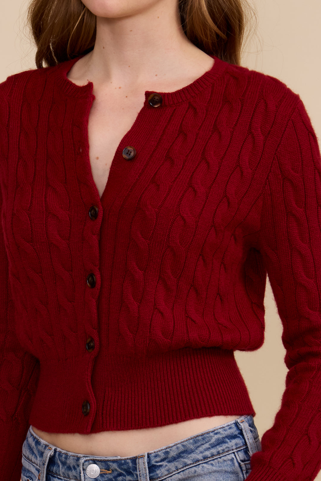 SW5831 DELIA CABLE KNIT CARDIGAN