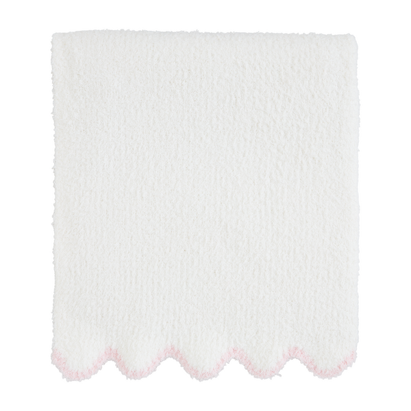 Mudpie Pink Scallop Chenille Blanket
