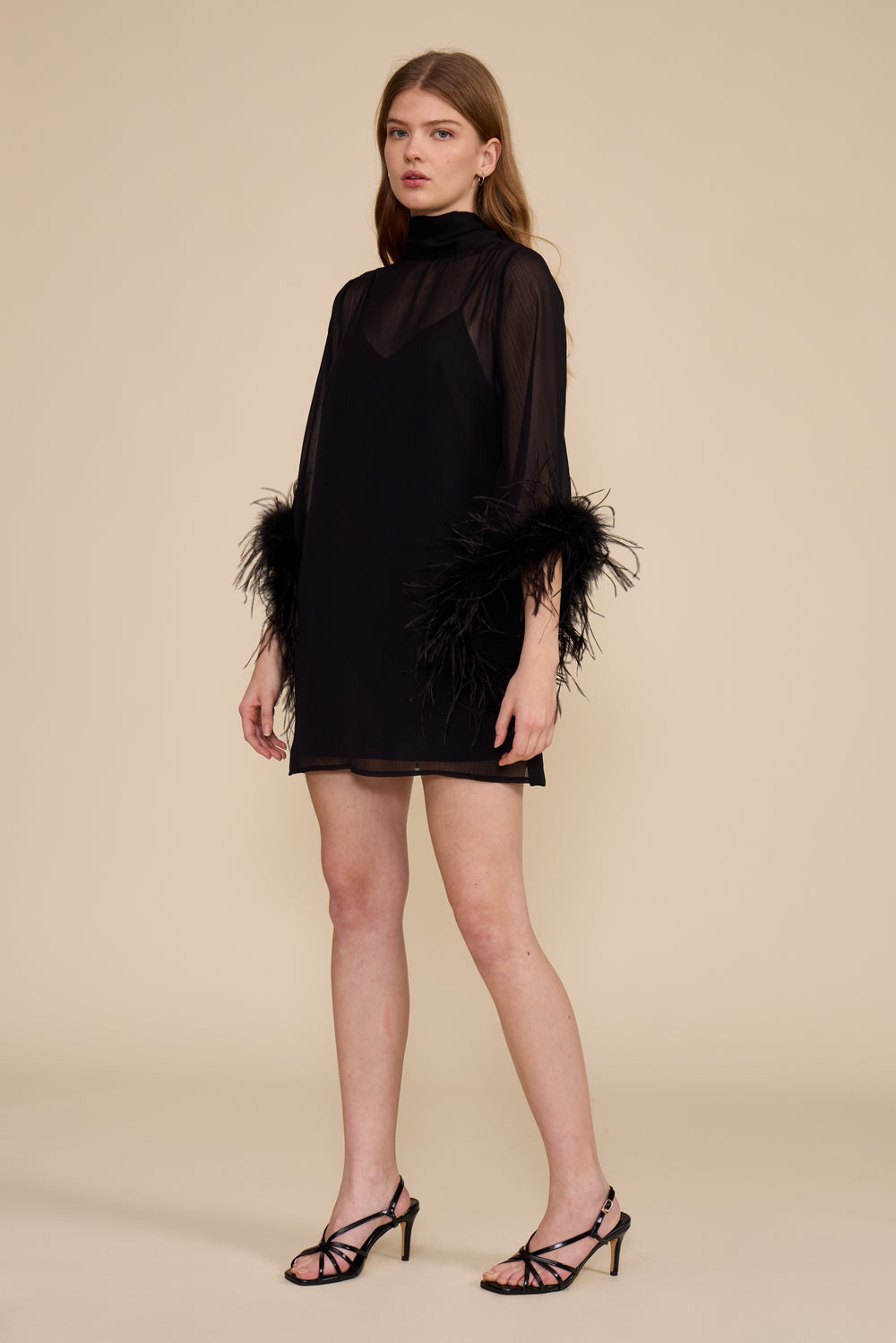DR5916 HARLEY FEATHER TRIM DRESS