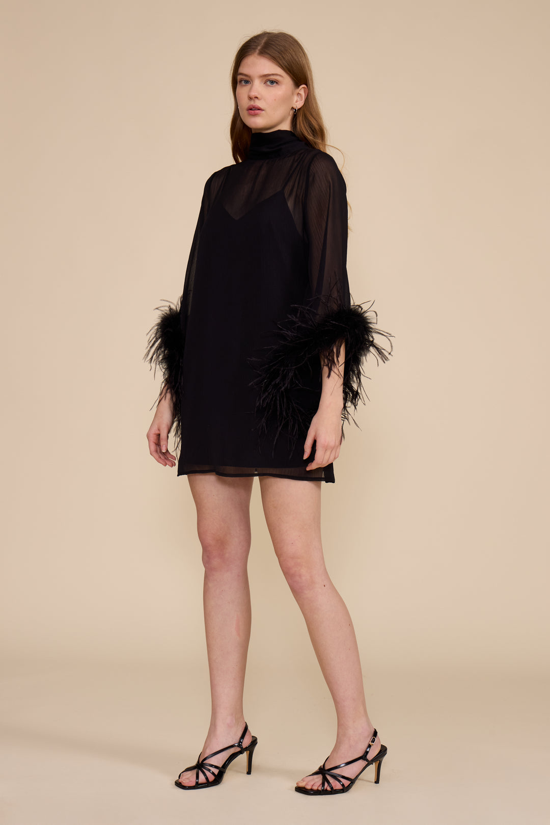 DR5916 HARLEY FEATHER TRIM DRESS