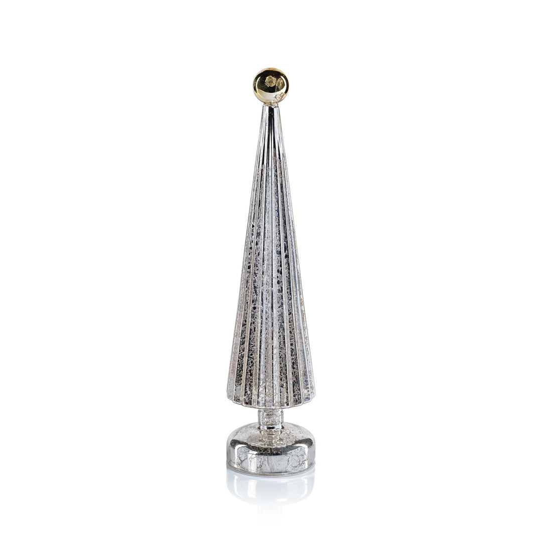 16.5"LED Tree w/ Globe Finial- Silver w/ Gold