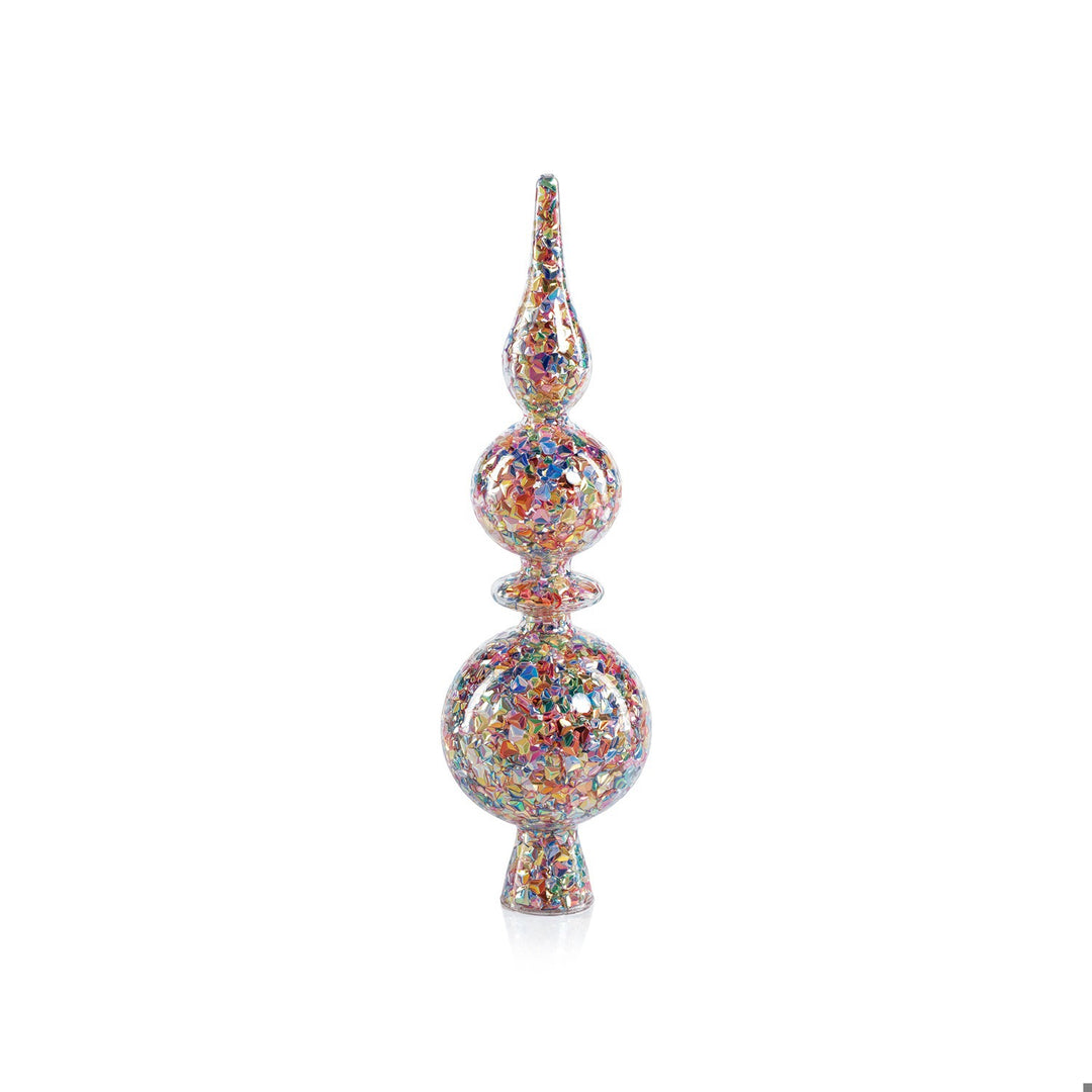 Multicolor Glass Sequin Design Tree Topper 2.5" x