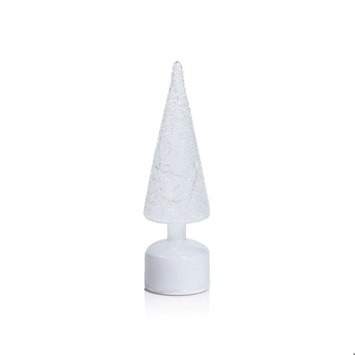 LED Rotating Tree 11.75", White Sugar Bead