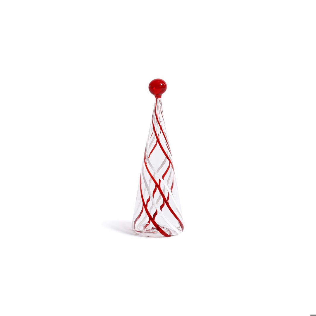 Glass Tree w/ Red & White Swirl Design, 6"