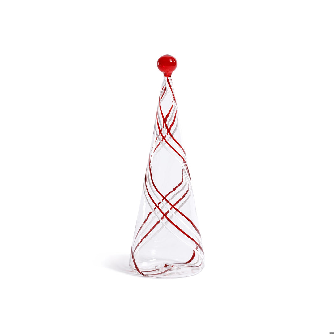 Glass Tree w/ Red & White Swirl Design, 11"