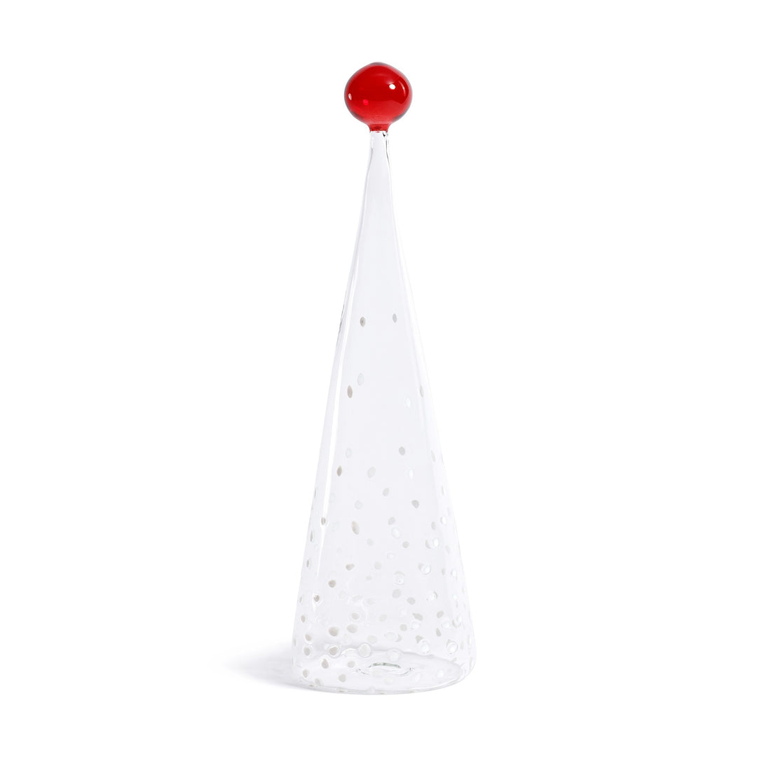 Glass Tree w/ White Dot Design, 14"
