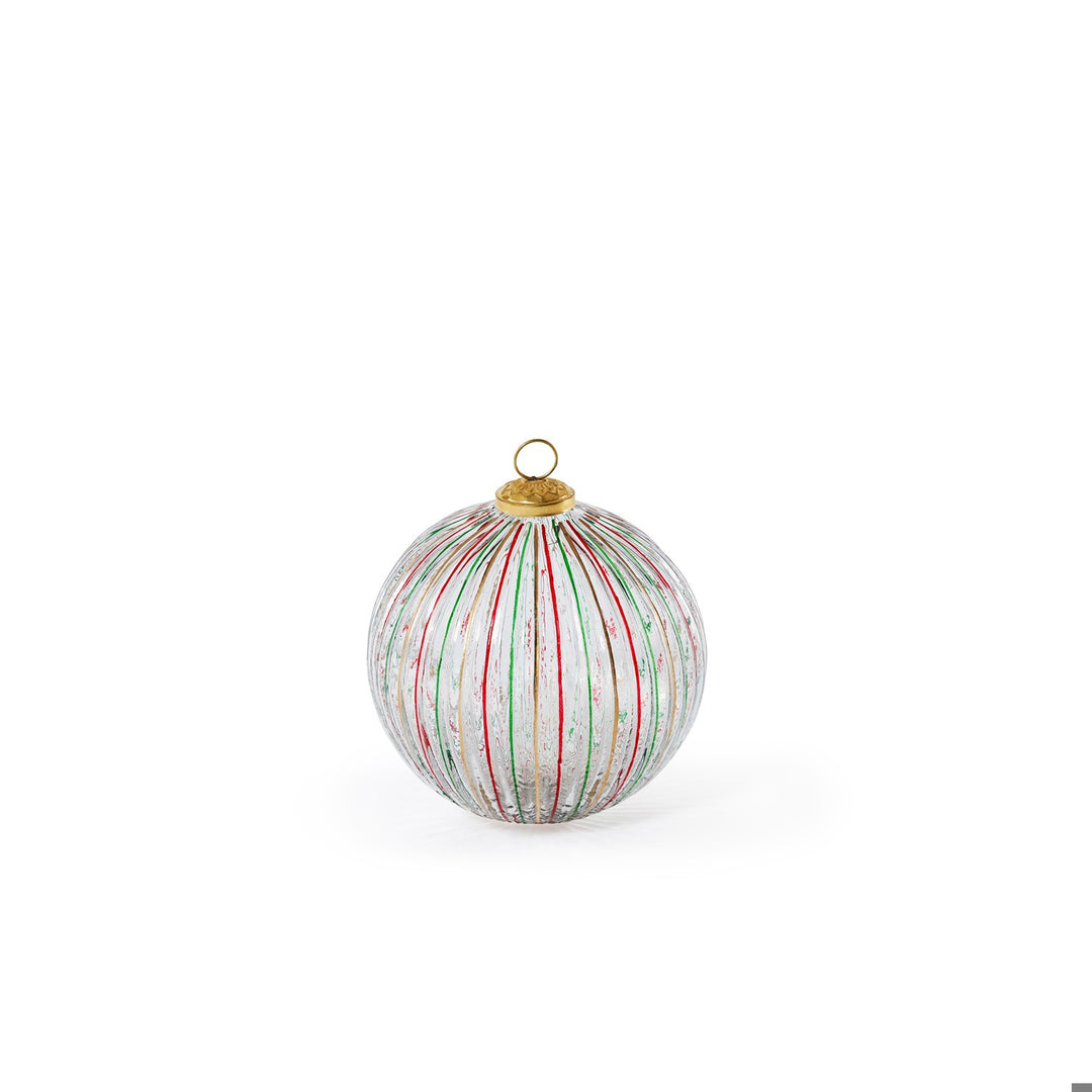 Ribbed Multi Red+Green Glass Ornament, 6"
