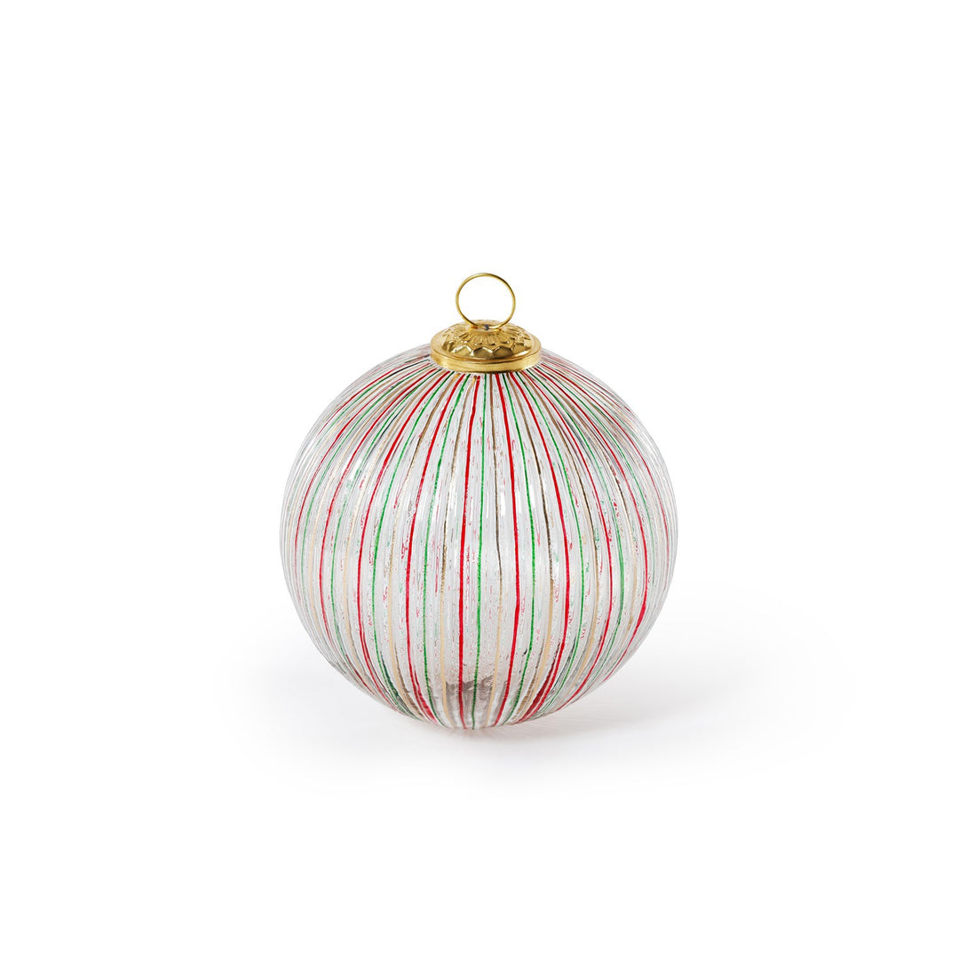 Ribbed Multi Red+Green Glass Ornament, 8"