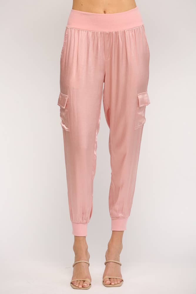 SATIN CARGO JOGGER PANTS