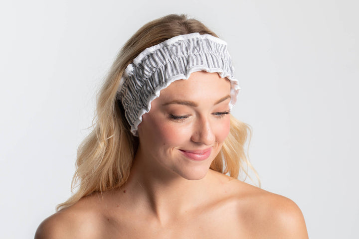 Bella Sleep + Spa - Seersucker Spa Headband - Black