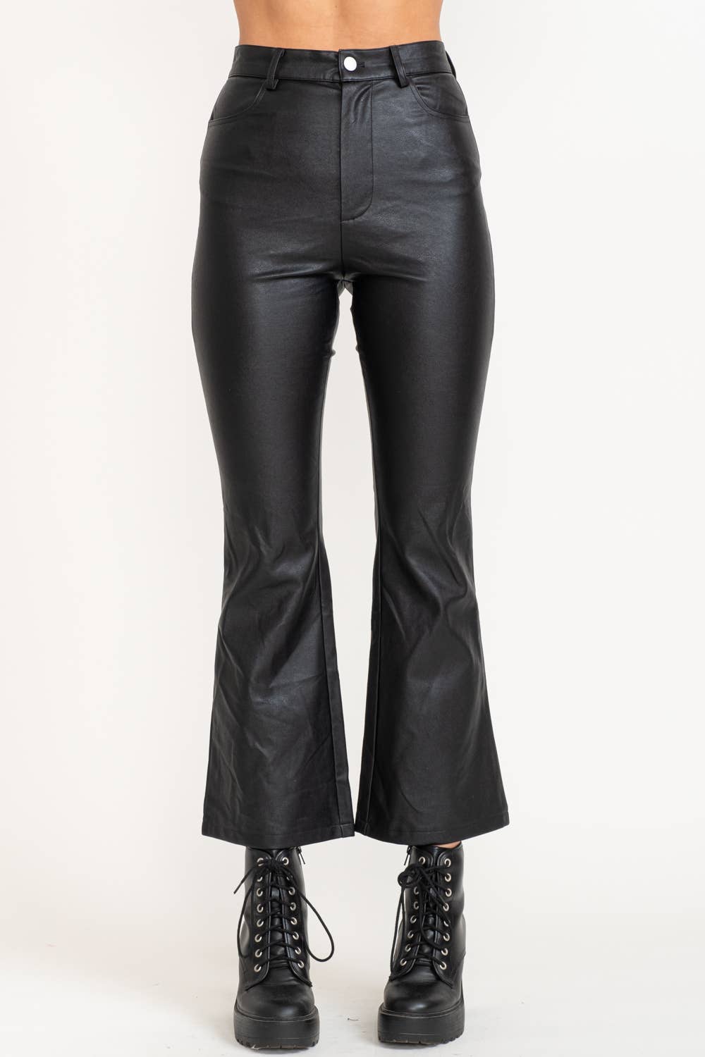 Leather Flare Leg Pants