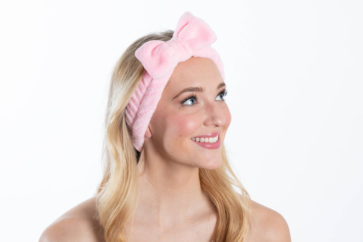 Bella Sleep + Spa - Plush Bow Spa Headband - Pink: Pink