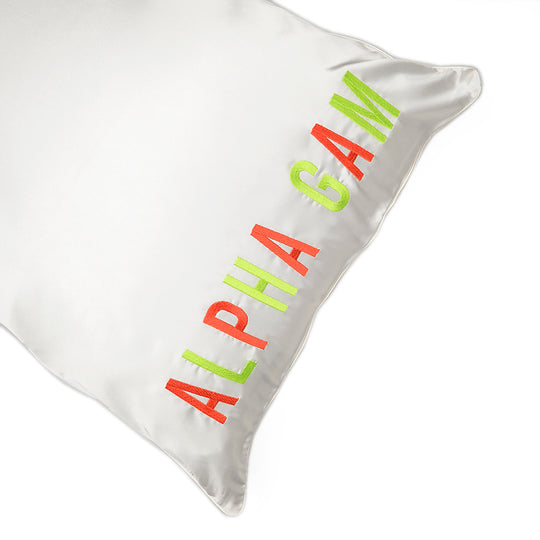 Sorority Satin Embroidered Pillowcase