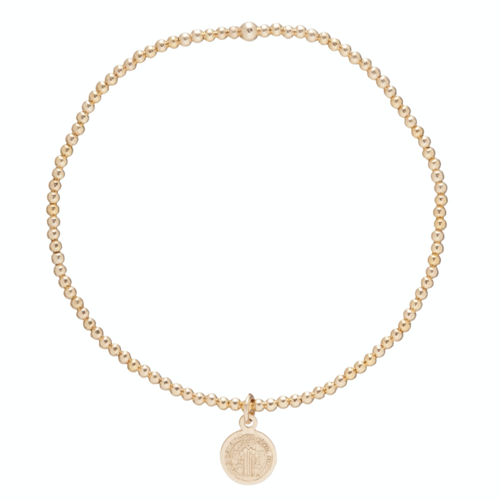 2mm Gold Beaded Charm Bracelet
