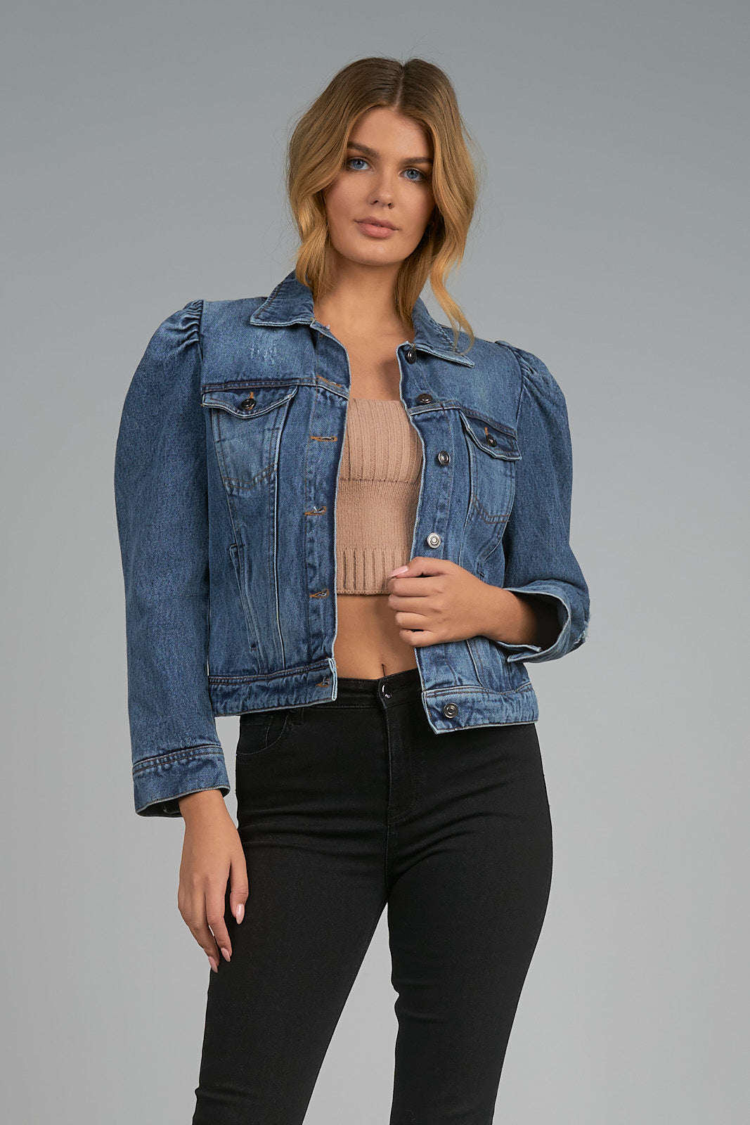 Denim Puff Sleeve Jacket