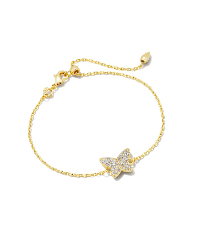 Lillia Crystal Butterfly Gold Delicate Chain Bracelet