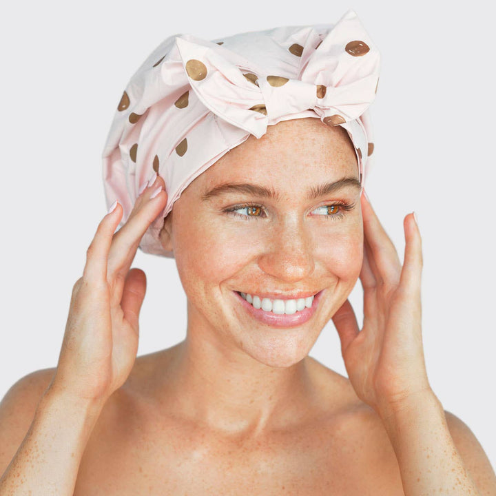 KITSCH Luxury Shower Cap - Blush Dot