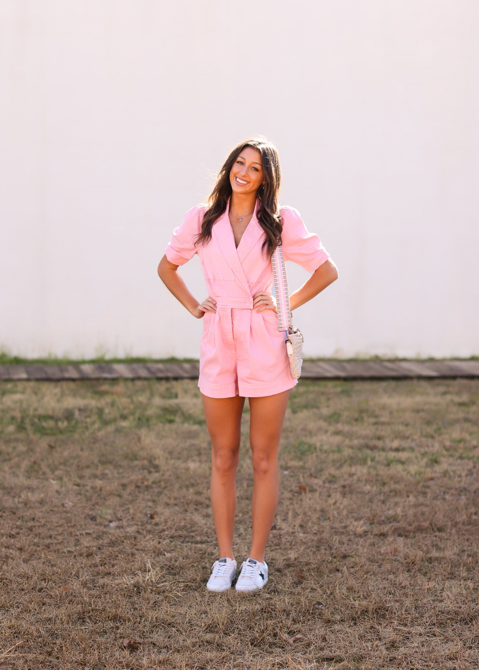 Puff Sleeve Denim Romper