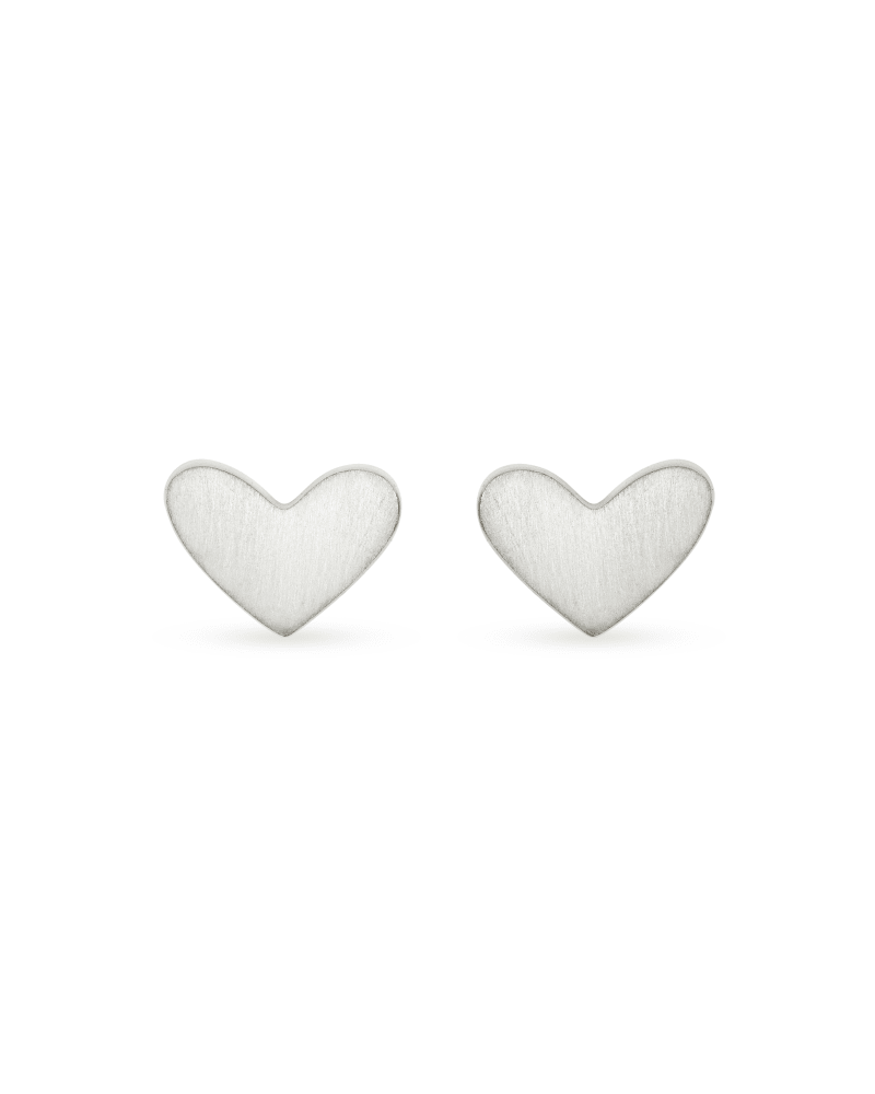 Ari Heart Stud Earrings In Sterling Silver