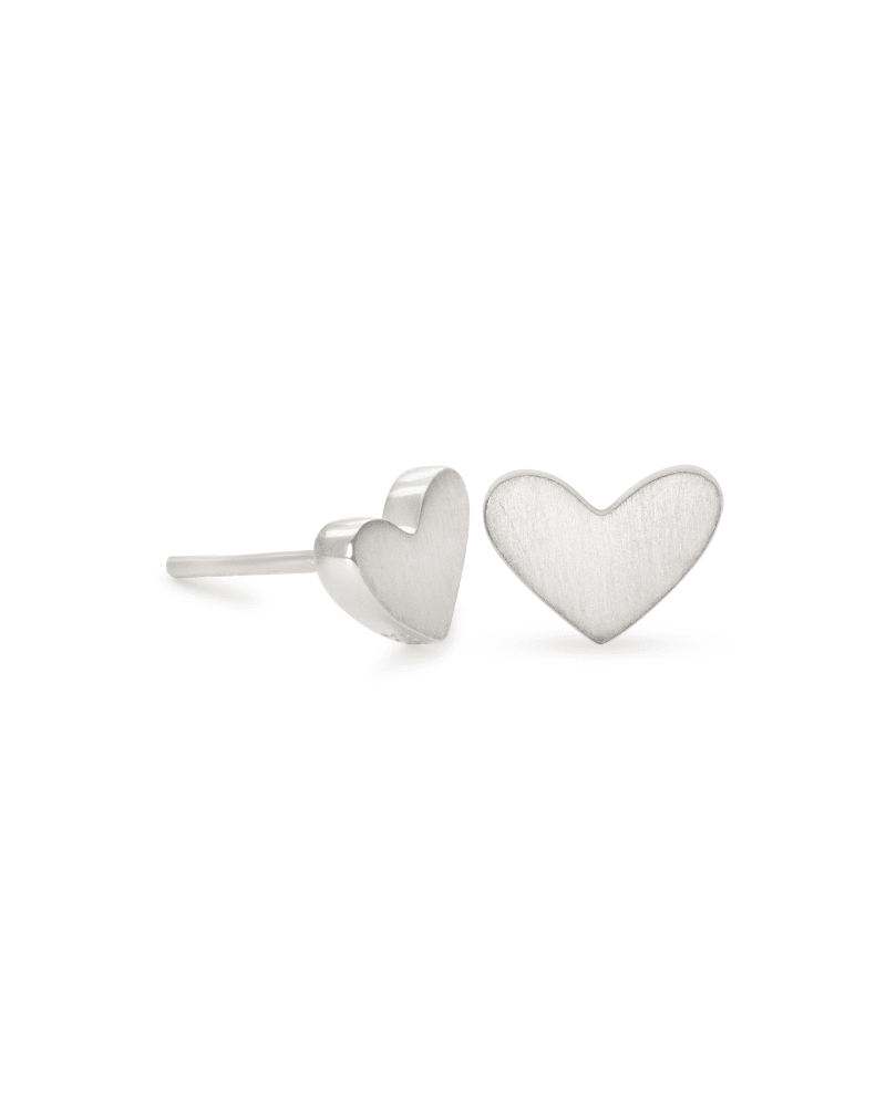 Ari Heart Stud Earrings In Sterling Silver