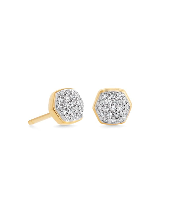 Davie Pave Stud Earrings in White Diamond