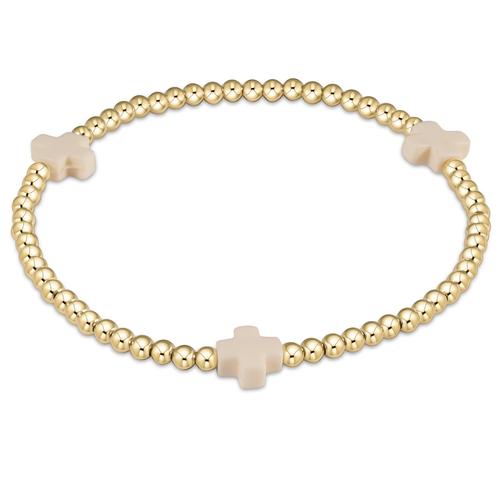 Enewton Signature Cross Gold Pattern 3mm Bead Bracelet