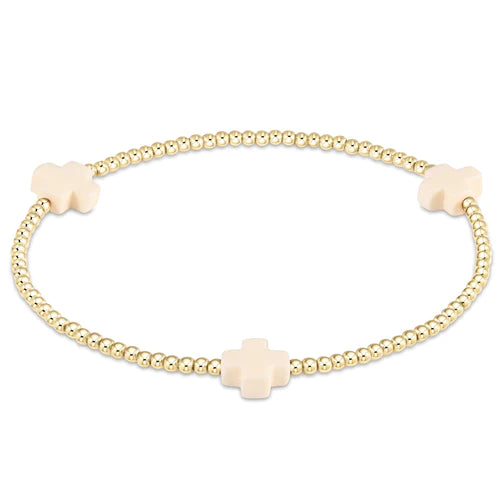 Enewton Cross Small Signature Gold Pattern 2mm Bead Bracelet