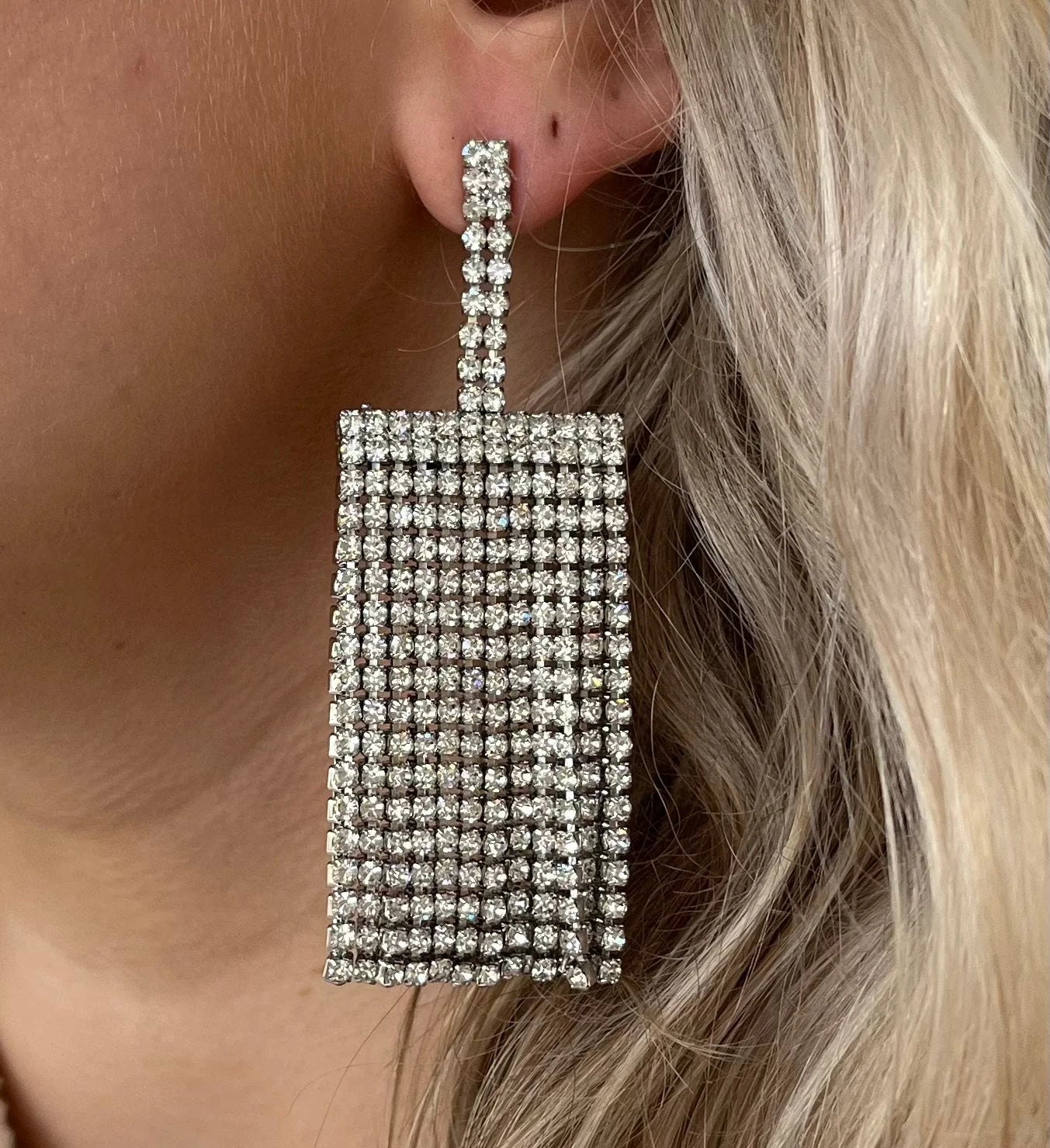 Diamond Fringe T Drop Earrings