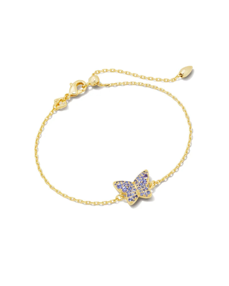 Lillia Crystal Butterfly Gold Delicate Chain Bracelet